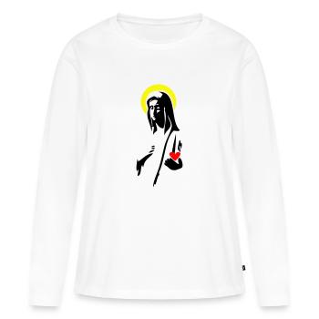 Maria - T-shirt manches longues Premium bio Femme - blanc - Devant - Julia (174cm)