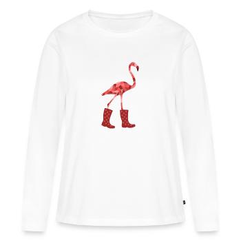 Flamingo Rubber Boots - Women's Premium Organic Long Sleeve Shirt - white - Front - Julia (174cm)