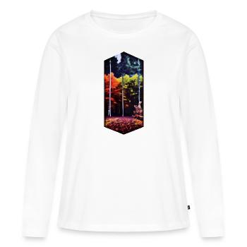 Losange nature d'automne - T-shirt manches longues Premium bio Femme - blanc - Devant - Julia (174cm)