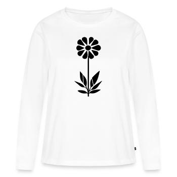Fleur avec tige - T-shirt manches longues Premium bio Femme - blanc - Devant - Julia (174cm)