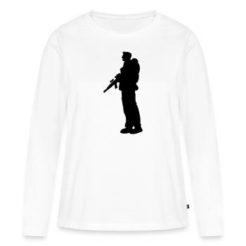 Soldat Silhouette Krieg General Freiheitskämpfer - Frauen Premium Bio Langarmshirt - Weiß - Vorne - Julia (174cm)