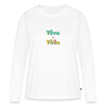 Vis ta vie, vis ta vie - T-shirt manches longues Premium bio Femme - blanc - Devant - Julia (174cm)
