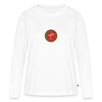Pas d’agriculteurs, pas d’avenir. Slogan de protestation Protestation paysanne - T-shirt manches longues Premium bio Femme - blanc - Devant - Julia (174cm)