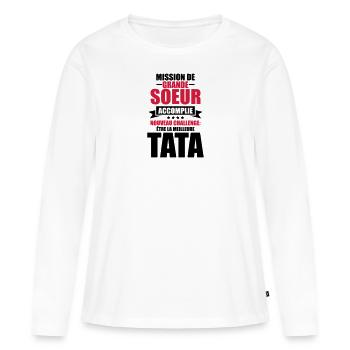 mission de grande soeur accomplie nouveau challeng - T-shirt manches longues Premium bio Femme - blanc - Devant - Julia (174cm)