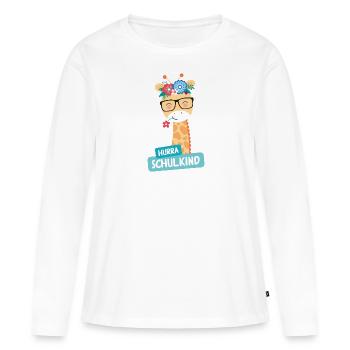 Écolier Girafe - T-shirt manches longues Premium bio Femme - blanc - Devant - Julia (174cm)
