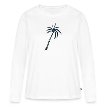 Palmier - T-shirt manches longues Premium bio Femme - blanc - Devant - Julia (174cm)