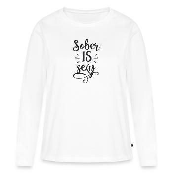 Sobre est sexy - T-shirt manches longues Premium bio Femme - blanc - Devant - Julia (174cm)