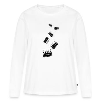 Caisse de bouteilles de bière - T-shirt manches longues Premium bio Femme - blanc - Devant - Julia (174cm)