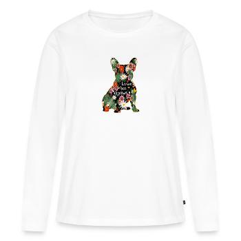 French Bulldog Motif - Women's Premium Organic Long Sleeve Shirt - white - Front - Julia (174cm)