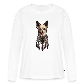 Chihuahua Attrape-rêves - T-shirt manches longues Premium bio Femme - blanc - Devant - Julia (174cm)