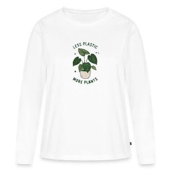 Moins de plastique, plus de plantes - Durabilité écologique - T-shirt manches longues Premium bio Femme - blanc - Devant - Julia (174cm)