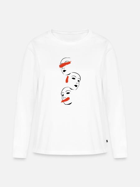 nicht sehen nicht hoeren nicht sagen - Frauen Premium Bio Langarmshirt - Weiß