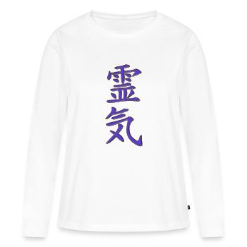 REIKI violette d'or - T-shirt manches longues Premium bio Femme - blanc - Devant - Julia (174cm)