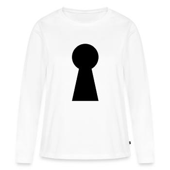 Trou de serrure 1c - T-shirt manches longues Premium bio Femme - blanc - Devant - Julia (174cm)