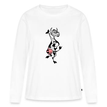 Crazy Cow - T-shirt manches longues Premium bio Femme - blanc - Devant - Julia (174cm)