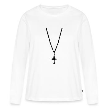 Collier - T-shirt manches longues Premium bio Femme - blanc - Devant - Julia (174cm)