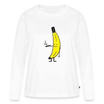 Weed Smoking Banana - T-shirt manches longues Premium bio Femme - blanc - Devant - Julia (174cm)