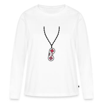Necklace Jewelry Old Controller - Women's Premium Organic Long Sleeve Shirt - white - Front - Julia (174cm)