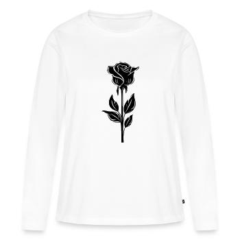minimalistisch einfarbig rosa - Frauen Premium Bio Langarmshirt - Weiß - Vorne - Julia (174cm)