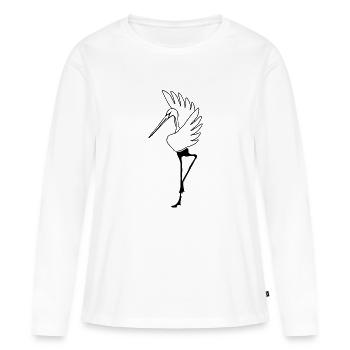 Cigogne - T-shirt manches longues Premium bio Femme - blanc - Devant - Julia (174cm)