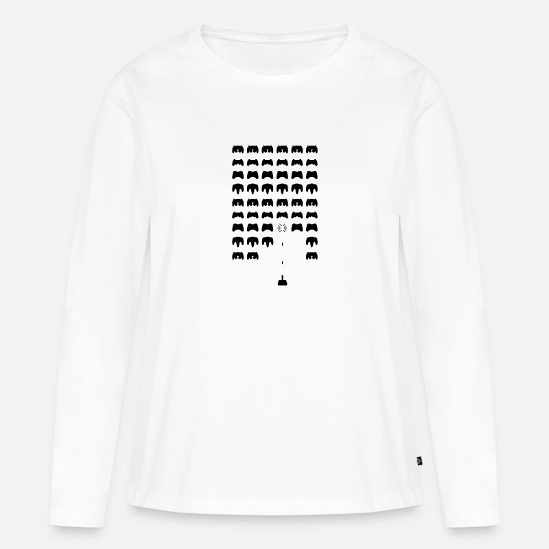Controllerinvasion - Frauen Premium Bio Langarmshirt - Weiß