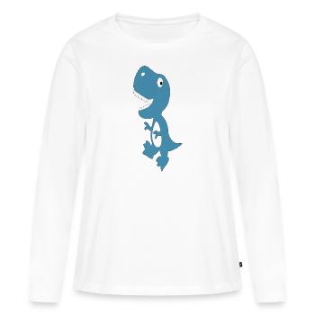 Dino Cute Blue - Women's Premium Organic Long Sleeve Shirt - white - Front - Julia (174cm)
