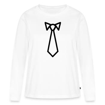 Cravate - T-shirt manches longues Premium bio Femme - blanc - Devant - Julia (174cm)