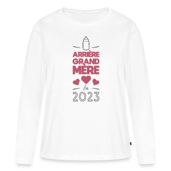 Arrière grand mère en 2023 - T-shirt manches longues Premium bio Femme - blanc - Devant - Julia (174cm)