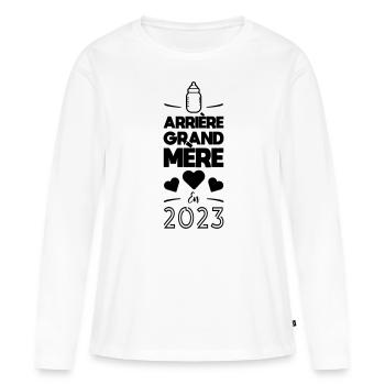 Arrière grand mère en 2023 - T-shirt manches longues Premium bio Femme - blanc - Devant - Julia (174cm)