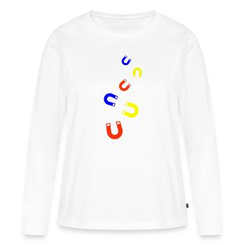 Symbole de l’aimant - T-shirt manches longues Premium bio Femme - blanc - Devant - Julia (174cm)
