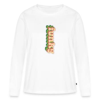 Funky Vintage - T-shirt manches longues Premium bio Femme - blanc - Devant - Julia (174cm)