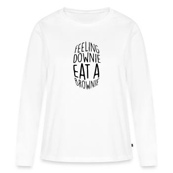 Feeling downie eat a brownie - Frauen Premium Bio Langarmshirt - Weiß - Vorne - Julia (174cm)