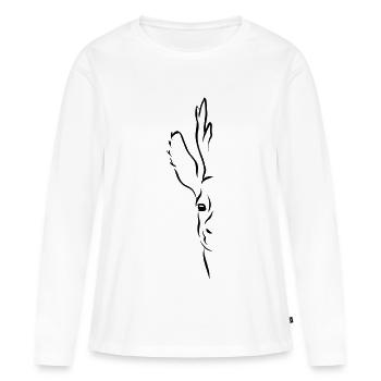 Rehbock Halb-Portrait schwarz - Frauen Premium Bio Langarmshirt - Weiß - Vorne - Julia (174cm)