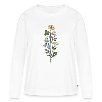 Vintage Botanical Flower Illustration - Women's Premium Organic Long Sleeve Shirt - white - Front - Julia (174cm)