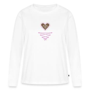 Mei Dirndl is z'kloa für zwoa - Bayern - Frauen Premium Bio Langarmshirt - Weiß - Vorne - Julia (174cm)