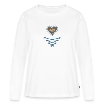 Mei Dirndl is z'kloa für zwoa - Bayern - Frauen Premium Bio Langarmshirt - Weiß - Vorne - Julia (174cm)