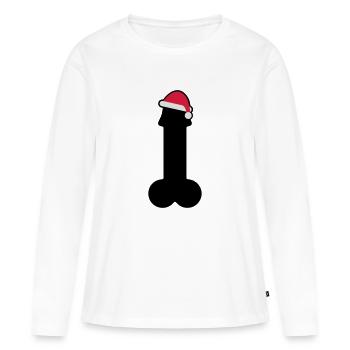 Pénis heureux Noël - T-shirt manches longues Premium bio Femme - blanc - Devant - Julia (174cm)