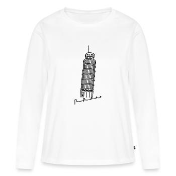 Tour penchée de Pise / Tour penchée de Pise (1c) - T-shirt manches longues Premium bio Femme - blanc - Devant - Julia (174cm)