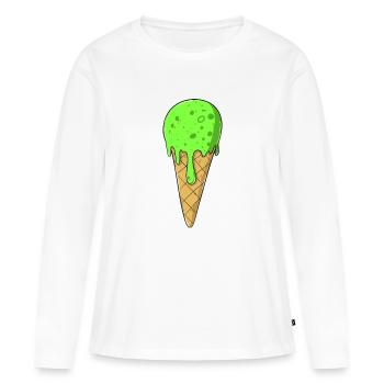Crème glacée | Glace verte Crème glacée | Glaces - T-shirt manches longues Premium bio Femme - blanc - Devant - Julia (174cm)