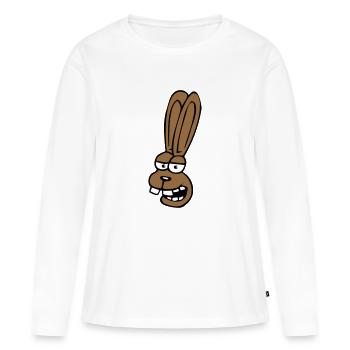 Hase Kaninchen Häschen Cartoon albern Hasenzähne - Frauen Premium Bio Langarmshirt - Weiß - Vorne - Julia (174cm)
