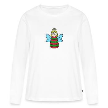 Ange gardien Rouge - T-shirt manches longues Premium bio Femme - blanc - Devant - Julia (174cm)