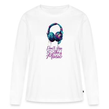 Les écouteurs n’arrêtent pas la musique des couleurs froides - T-shirt manches longues Premium bio Femme - blanc - Devant - Julia (174cm)
