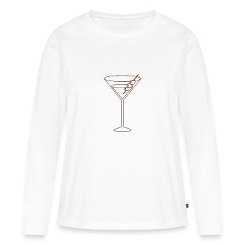 Martini aux olives - T-shirt manches longues Premium bio Femme - blanc - Devant - Julia (174cm)