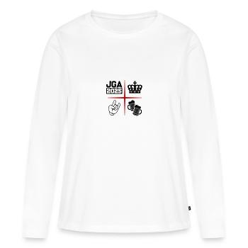 Enterrement de vie de garçon 2025 Enterrement de vie de garçon - T-shirt manches longues Premium bio Femme - blanc - Devant - Julia (174cm)