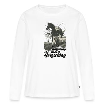 DEIN HUFSCHLAG IST MEIN HERZSCHLAG - Frauen Premium Bio Langarmshirt - Weiß - Vorne - Julia (174cm)
