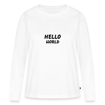 HELLO WORLD - Frauen Premium Bio Langarmshirt - Weiß - Vorne - Julia (174cm)