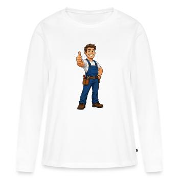 Artisan en combinaison bleue - T-shirt manches longues Premium bio Femme - blanc - Devant - Julia (174cm)