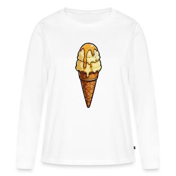 Cornet de glace Caramel Rip - T-shirt manches longues Premium bio Femme - blanc - Devant - Julia (174cm)