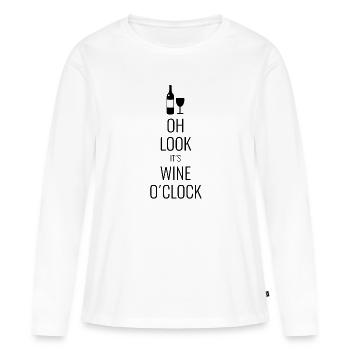 Oh Look It s Wine O clock - Frauen Premium Bio Langarmshirt - Weiß - Vorne - Julia (174cm)