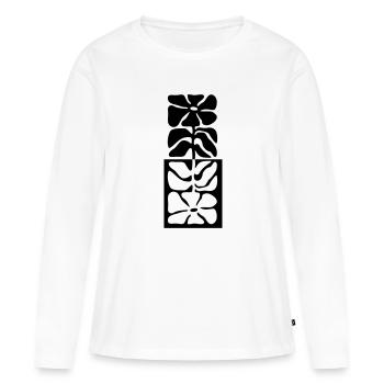 Fleur avec contraste noir et blanc à la mode - T-shirt manches longues Premium bio Femme - blanc - Devant - Julia (174cm)